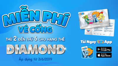 Miễn phí vé cổng từ thứ 2-thứ 5 cho hạng thẻ Diamond